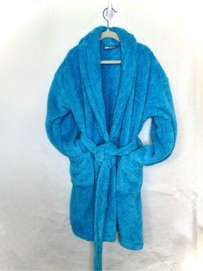 Girls Plush Blue Bath Robe By BC | Bare Cotton